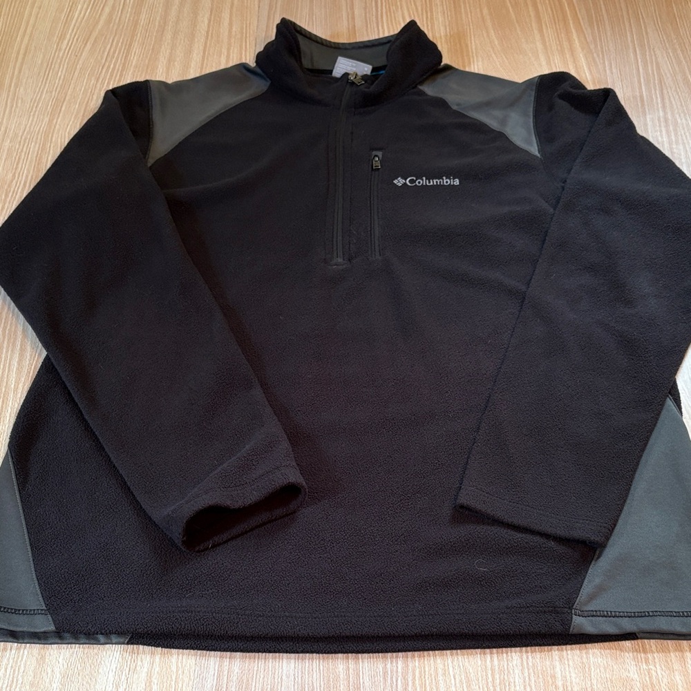 Columbia 1/4 zip pullover fleece jacket black gray